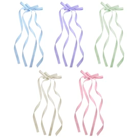 GNALIA Pack of 10 Long Ribbons Hair Bow Hair Clips Women's Bow Hair Small Satin Ribbon Hair Bows Girls Cute Hair Scrunchie with Bow Hair Accessories Women for Hair Decoration Accessories