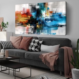 Wall Art for Living Room Colorful Abstract Picture Print on Canvas Large Framed Wall Decor for Bedroom Modern Room Abstract Wall Decorations Paintings Artwork Size 30x60 inch Ready to Hang