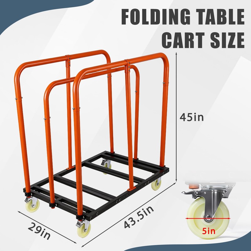 Heavy Duty Folding Table Cart for Hotel, Warehouse, Factory