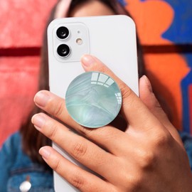 Ksadiye Translucent Clear Phone Grip with Expanding Kickstand,Cell Phone Collapsible Stand White Shell Pattern Design for Smartphones