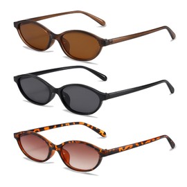 DHUGZFT Retro Oval Sunglasses for Women fashions Lightweight Narrow Shades Womens Cute Small Cat Eye Sunglasses (3)