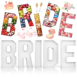 BRIDE Cardboard Letters for Charcuterie Fillable, 13.7 Inch Charcuterie Letters Fillable Paper Mache Letter Trays for Cupcake Candy Food Display Letter Box for Bridal Shower Anniversary Party Decor