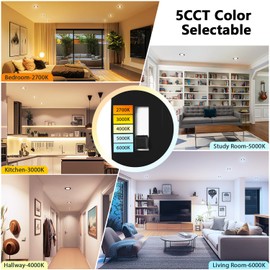 LVWIT 4 inch Black LED Recessed Lighting, Slim Can Lights, 5CCT Color Selectable, Dimmable Downlight with E26 Conversion Kit, 12 Pack