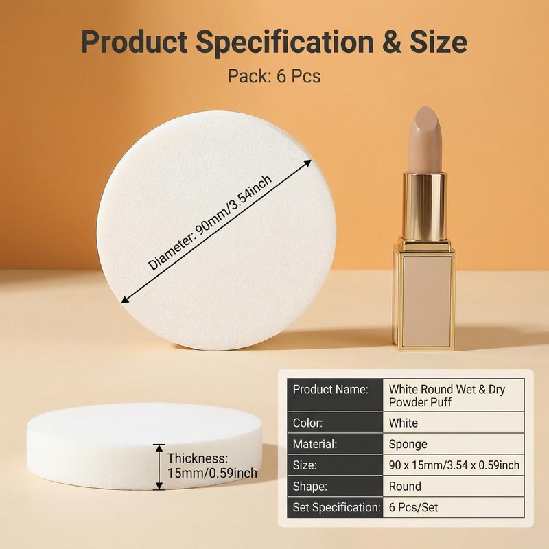 6 PCS White Large Makeup Blender Cosmetic Eye Face Foundation
