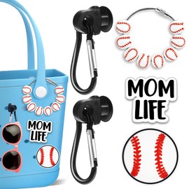 Lestp 5Pcs Baseball Momlife Charms Hook Holder for Bogg Bag Accessories Tote Beach Bag Decoration Charms Hook Set Sports Ball Charm Bits Rubber Beach Bags Accessories Gifts for Sports Mom