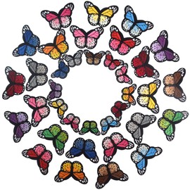 J.CARP 36pcs Butterfly Iron on Patches, Embroidered Sew Applique Repair Patch