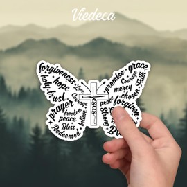 (3Pcs) Jesus Blessed Hope Trust Forgiveness Grace Peace Sticker Christian Bible Verse Inspirational Quotes Vinyl Decals for Tumbler Laptop Water Bottles Books Phone - Size 3x2.1 Inch