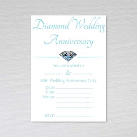 Diamond Wedding Anniversary Invitations for Party Celebrations of 60 Years of Marriage: 60th Wedding Anniversary Invites (Pack of 20 without Envelopes)