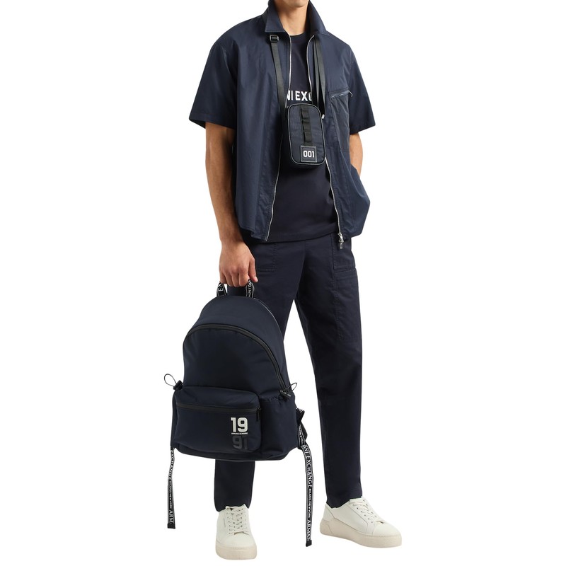 Armani Exchange Men's Big Embroidered Logo, Regular Fit, Blue, XXL