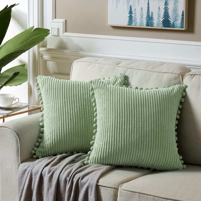 Fancy Homi Pack of 2 Sage Green Decorative Throw Pillow
