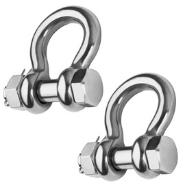 MEMUME Stainless Steel D Ring Shackles 1/4 5/16 3/8 1/2 inch 316 SS Heavy Duty Boat Anchor Shackle Marine Grade Bow Shackles with Cotter Pins (1/2 inch (4400 lbs) 2 Pack)