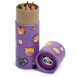 Puckator Adoramals Zoo Pencil Pot with 12 Colouring Pencils - Cute Stationary - Coloured Pencils - School Stationary - Pencil Roll - Colouring Pencil - Color pencils - Coloured Pencils for Adults