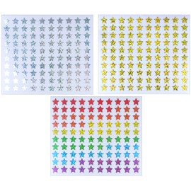 Storm&Lighthouse 600 x Star Stickers Gold Silver Rainbow Stars Mini Teacher Reward Stickers Scrapbook Stars for Crafts Glitter Art and Craft Classroom Resource (Mixed)