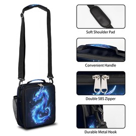 Lunch Box for Kids Boys Girls Water Dragon Kids Lunch Bag Insulated Lunch Bag Tote with Adjustable Shoulder Strap Teens Lunchbox Cooler School Picnic