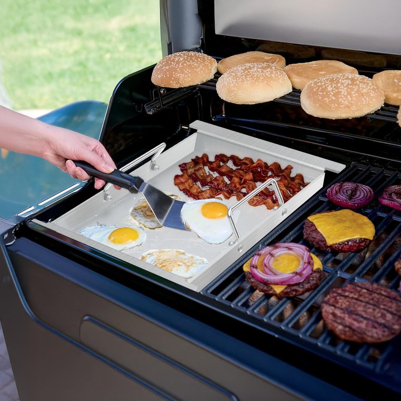 Upgrades Half Griddle for Ninja FlexFlame Grills, Stainless Steel Sizzle