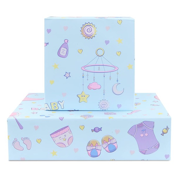 Baby Boy Wrapping Paper Baby Shower, Infant Romper Diaper Sleeping