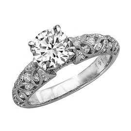 2.54 Carat t.w. ROUND Shape/Center Silver Vintage Style Channel Set Filigree CZ Engagement Ring