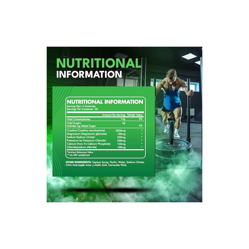 Supplmnt. Creatine Gummies 5000mg 120ct Max Strength for Men and