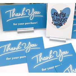Yoohoolady 100x Business Thank You Cards, Stickers Pretty Things Inside Blue Heart