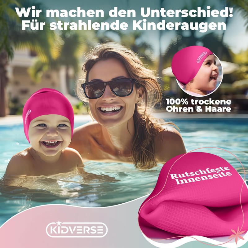 KIDVERSE Swimming Cap Girls, Waterproof, with Non-Slip Nubs, UV Protection,