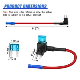 ZIMISI 10PCS Mini Fuse Tap, 12V Car Blade Adapter with 15A Fuses Holder, Car Add a Circuit Fuse Tap Adapters, Dual Circuit Add-On Adapter Connector of ATM APM for Vehicles Trucks Boats (Mini)