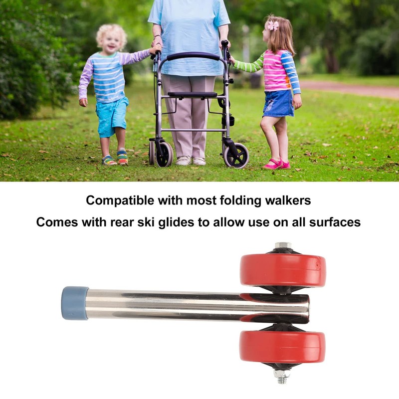 Fockety Adjustable Height Walker Wheels with Ski Glides for Most
