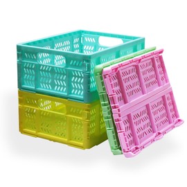 PTEREIW 4 Pack 20L Large Closet Storage Baskets Bins for Shelves | Foldable Closet Organizers and Storage with Handles Home Organization | Plastic Collapsible Baskets for Organizing Clothes