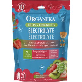 Organika Kids Electrolyte Powder – Sugar-Free Hydration with Vitamin C & Prebiotics (Strawberry Kiwi, 20 Sachets)