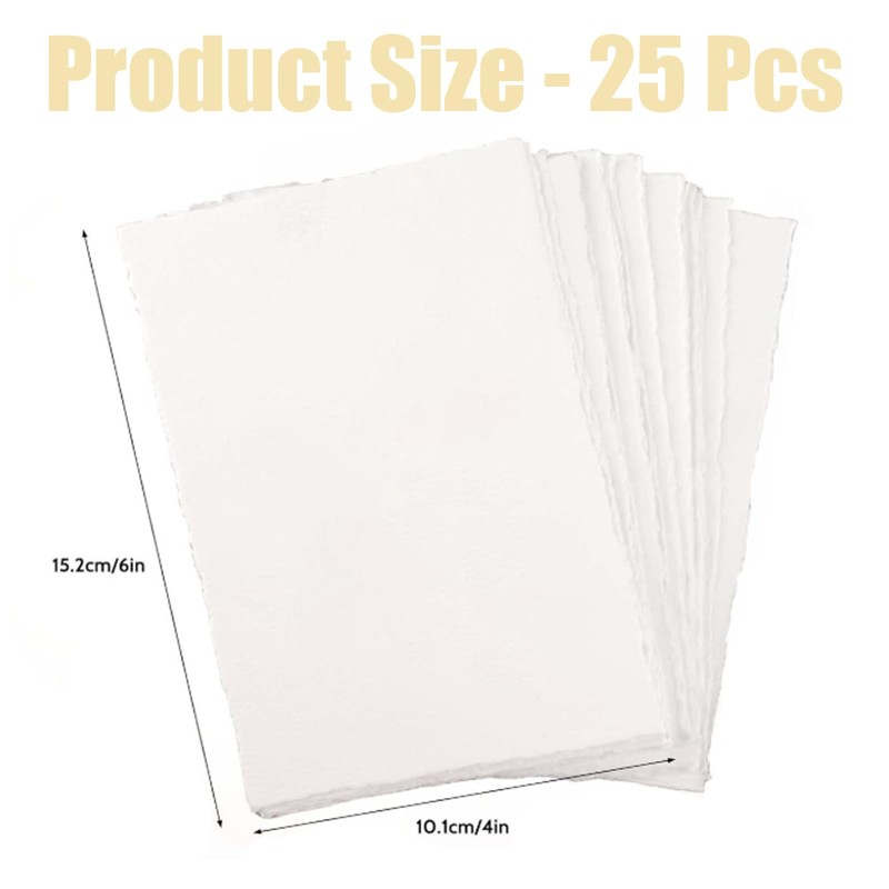 Handmade Cotton Watercolour Paper 4" x 6" 300gsm 25 Sheets