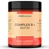 Complejo B con Vitaminas B1 B2 B3 B5 B6 B12 Biotina Niacina y Arándano - 200 Cápsulas de 500mg - Más de 6 Meses - Suplemento Multivitamínico Libre de Gluten y Aditivos - VitalBotanics