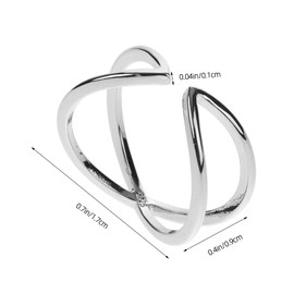Holibanna Criss Cross Ring Adjustable Open Ring Promise Silver Ring Engagement Wedding Band Hand Finger Jewelry for Valentine's Day Mother's Day Birthday Novelty Rings