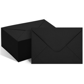 50 Packs of A7 Envelopes for Invitation, Black 5x7 Envelopes with V Flap, Great for Graduation, Invitation, Baby Shower, Wedding and RSVP Cards (Black)