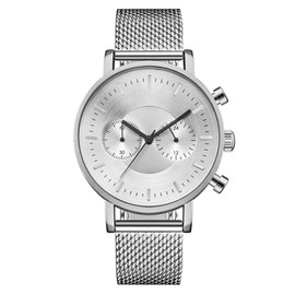 Fashion Ultrathin Men Mesh Strap Waterproof Quartz Watch Wristwatch (White   Silver)