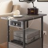 LIDYUK End Table with Charging Station, Narrow Side Table with