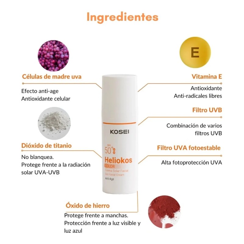 Protector Solar Heliokos Fps50+ Crema Tono Beige Kosei 50ml