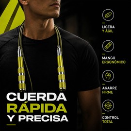 Cuerda para Saltar Speed Rope.Ajustable con Doble Rodamiento 360° Cable de Acero Antienredo para WOD, Boxeo, HIIT y Calistenia, Mango de Aluminio Ligero