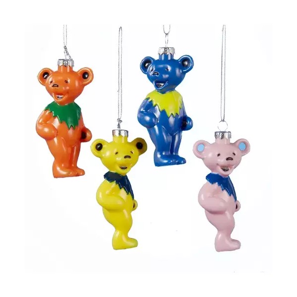 KURT ADLER SET OF 4 GRATEFUL DEAD™ DANCING BEAR CHRISTMAS