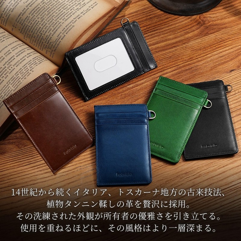 Fabrizio Men's Pass Case, Commuter Holder, Card Holder, Italian Leather,