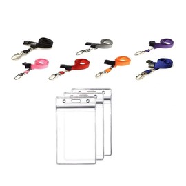 Waizmann.IDeaS® 1 x ID Badge Set Neck Strap Yellow Lanyard Lanyard + ID Case Protective Cover Vinyl Soft Plastic Waterproof