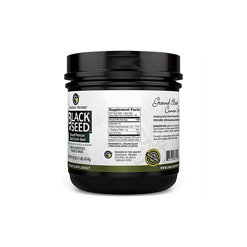 Amazing Herbs Premium Ground Black Cumin Seeds - Finely Ground