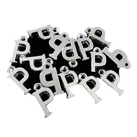 SET 40 Letter P Alphabet Charms Silver Plated - Charms Pendants DIY for Necklace Bracelet Jewelry Making Scrapbooking and Crafting