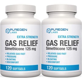 Puregen Gas Relief Simethicone 125 mg 120 Softgels 2Pk