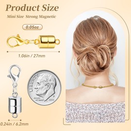 SUTQIGUI Magnetic Necklace Clasp and Closures with Lobster Clasp, 14K Gold and Silver Bracelet Necklace Extenders for Women Jewelry Magnetic Clasps for Necklaces(12PCS)