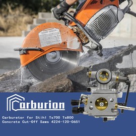 Carburionix 4224-120-0651 TS700 Carburetor Kit for Stihl Ts700 Ts800 TS 700 800 Concrete Cut-Off Saws for Walbro WJ114 Tillotson HS-314A HS314A Carb Replaces Parts 4224-120-0600 4224-120-0650