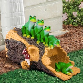 Euiroet Frogs Gutter Downspout Extender Statue, Outdoor Decor Sculpture Ornament, Decorative Gutter Extension, Splash Block, Downspout Diverter, Eco-Friendly Resin, Perfect for 3"x4" Downspouts