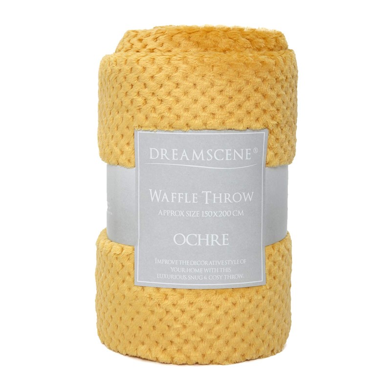 Dreamscene Luxury Waffle Mink Honeycomb Faux Fur Warm Throw Over