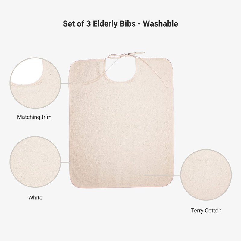 Ti TIN | Set of 3 White Bibs for Adults