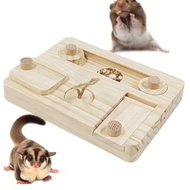 Hamster Foraging Toys - Wooden Rabbit Treat Dispenser - Hide Treats Puzzle Snuffle Game for Mice, Chinchilla, Hedgehogs