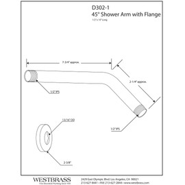 Westbrass D302-1-07 1/2" IPS x 10"Wall Mount Shower Arm with Sure Grip Flange, Satin Nickel