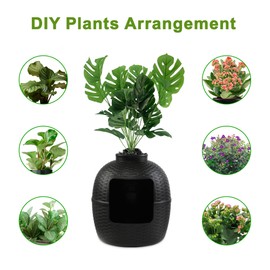 X WINDAZE Hidden Litter Box, Large Cat Box Enclosure with Odor Control Carbon Filter and Faux Plant, Black